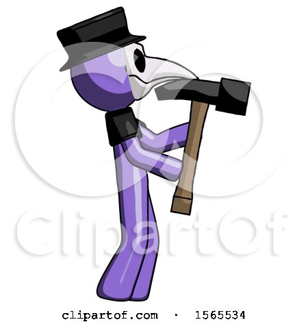 Purple Plague Doctor Man Hammering Something on the Right by Leo Blanchette