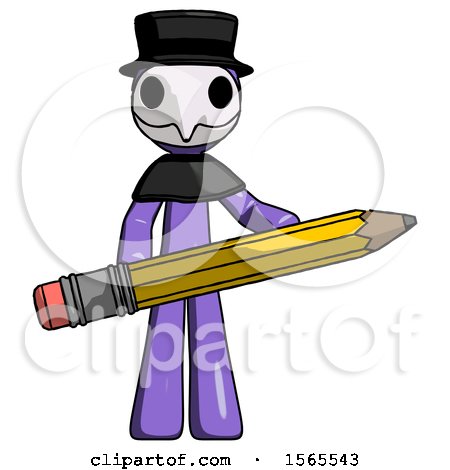 Purple Plague Doctor Man Writer or Blogger Holding Large Pencil by Leo Blanchette