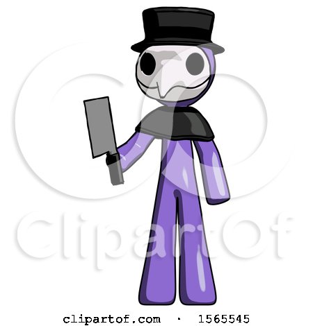 Purple Plague Doctor Man Holding Meat Cleaver by Leo Blanchette