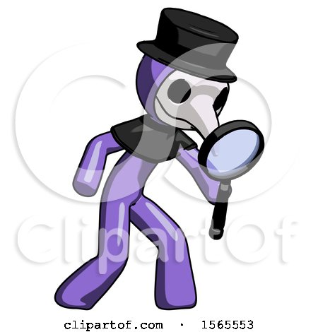Purple Plague Doctor Man Inspecting with Large Magnifying Glass Right by Leo Blanchette