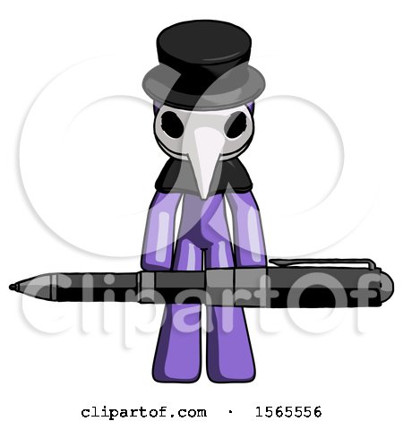 Purple Plague Doctor Man Weightlifting a Giant Pen by Leo Blanchette