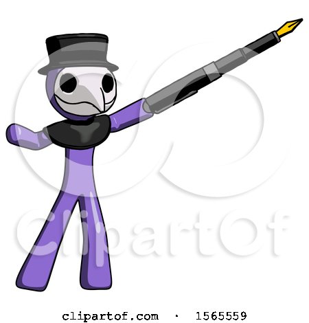 Purple Plague Doctor Man Pen Is Mightier Than the Sword Calligraphy Pose by Leo Blanchette