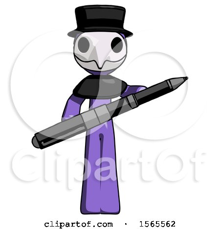 Purple Plague Doctor Man Posing Confidently with Giant Pen by Leo Blanchette