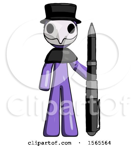 Purple Plague Doctor Man Holding Large Pen by Leo Blanchette