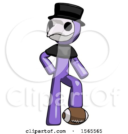 Purple Plague Doctor Man Standing with Foot on Football by Leo Blanchette