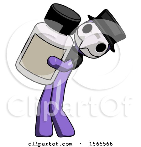Purple Plague Doctor Man Holding Large White Medicine Bottle by Leo Blanchette
