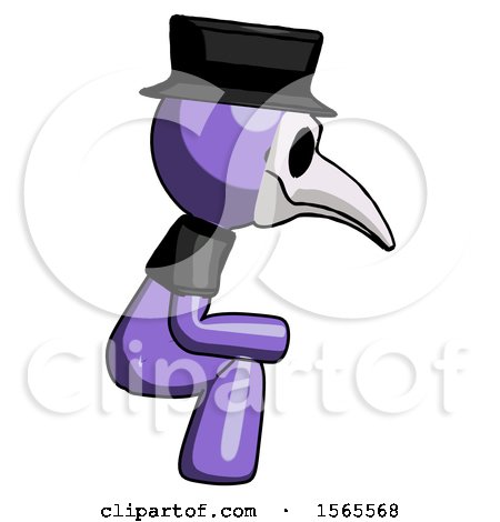 Purple Plague Doctor Man Squatting Facing Right by Leo Blanchette