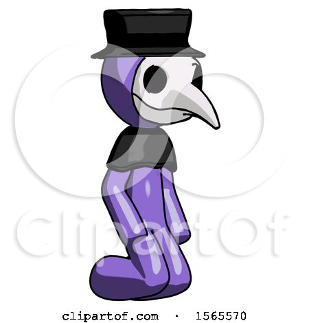 Purple Plague Doctor Man Kneeling Angle View Right by Leo Blanchette
