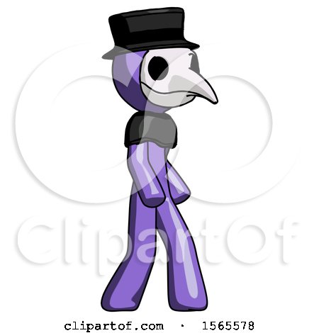 Purple Plague Doctor Man Walking Turned Right Front View by Leo Blanchette