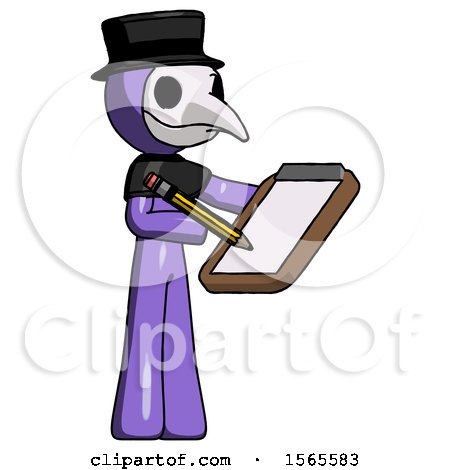 Purple Plague Doctor Man Using Clipboard and Pencil by Leo Blanchette