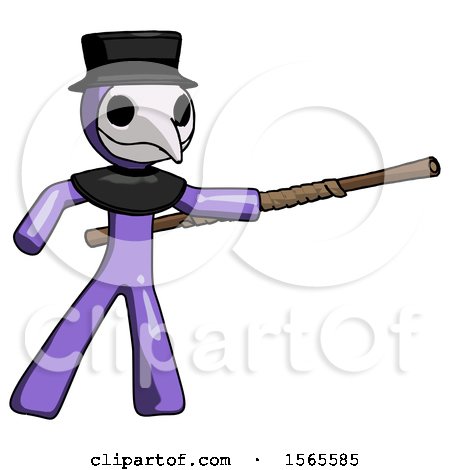 Purple Plague Doctor Man Bo Staff Pointing Right Kung Fu Pose by Leo Blanchette