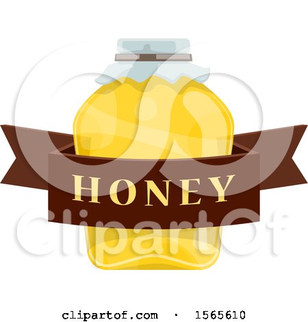Clipart of a Honey Jar with a Text Banner - Royalty Free Vector Illustration by Vector Tradition SM