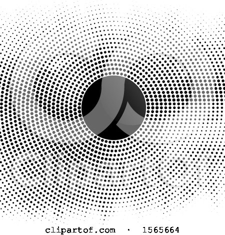 Clipart of a Blank Frame on a Radial Halftone Background - Royalty Free Vector Illustration by KJ Pargeter