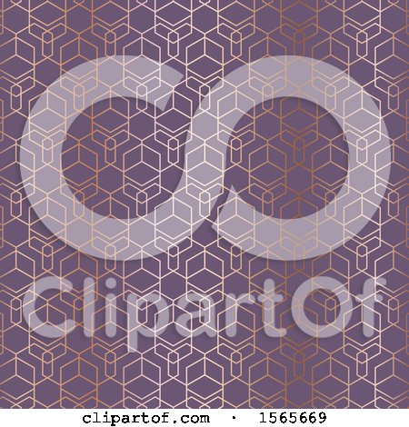 Clipart of a Gold and Purple Geometric Pattern - Royalty Free Vector Illustration by KJ Pargeter