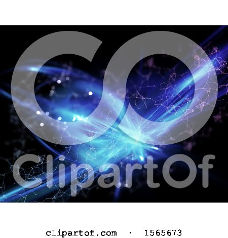 Clipart of a Blue Fractal Background with a Network or Plexus Effect - Royalty Free Illustration by KJ Pargeter