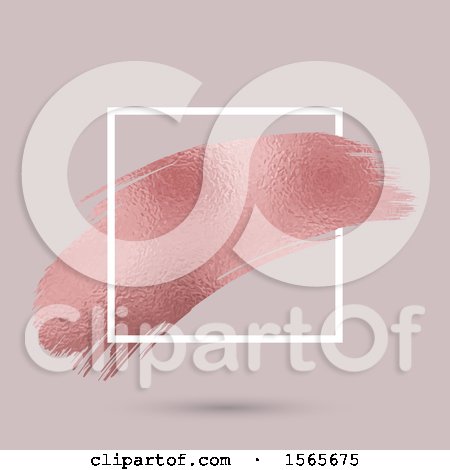Clipart of a Metallic Rose Pink Stroke in a Frame - Royalty Free Vector Illustration by KJ Pargeter