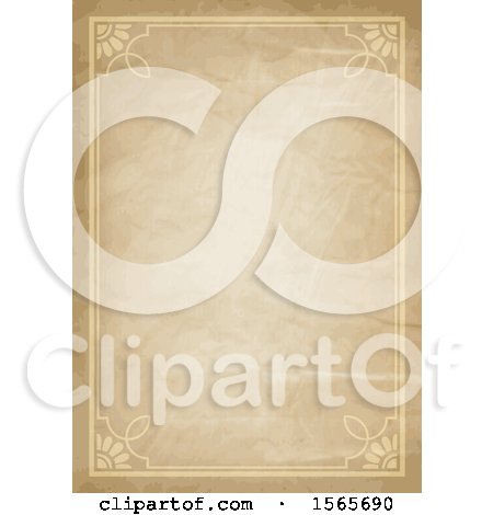 Clipart of a Vintage Paper and Frame Background - Royalty Free Vector Illustration by KJ Pargeter