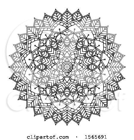 Clipart of a Black and White Mandala Design - Royalty Free Vector Illustration by KJ Pargeter