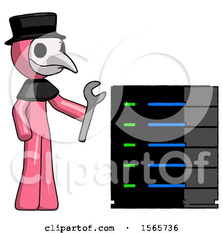 Pink Plague Doctor Man Server Administrator Doing Repairs by Leo Blanchette