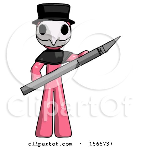 Pink Plague Doctor Man Holding Large Scalpel by Leo Blanchette