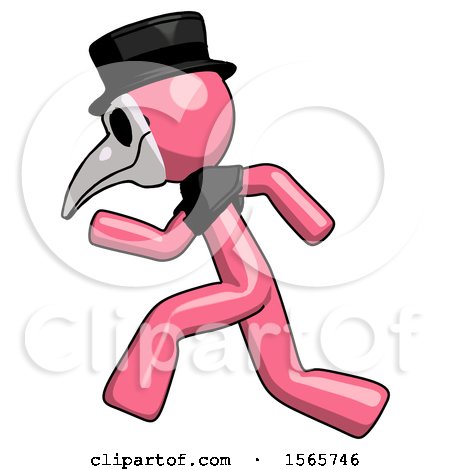 Pink Plague Doctor Man Running Fast Left by Leo Blanchette