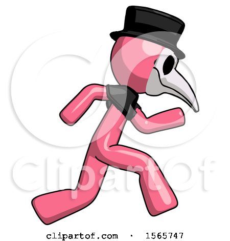 Pink Plague Doctor Man Running Fast Right by Leo Blanchette