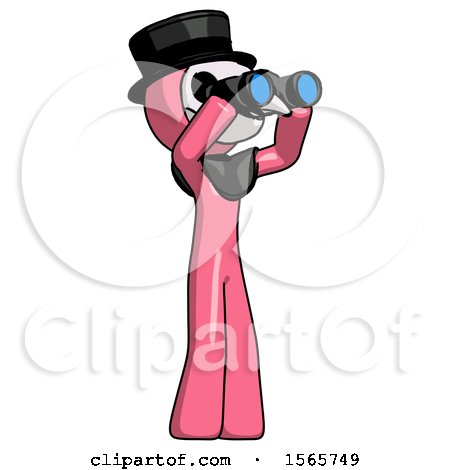 Pink Plague Doctor Man Looking Through Binoculars to the Right by Leo Blanchette