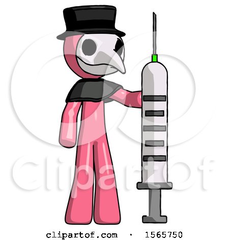 Pink Plague Doctor Man Holding Large Syringe by Leo Blanchette