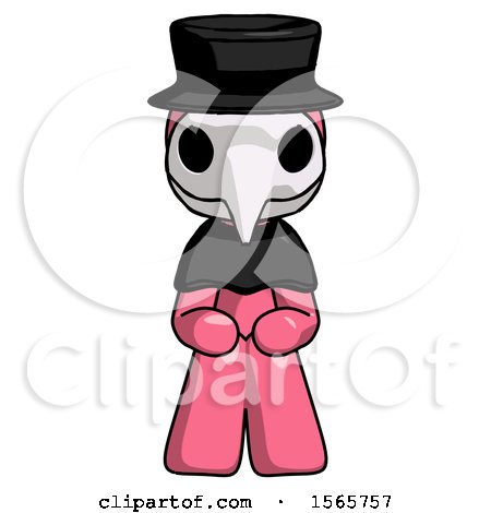 Pink Plague Doctor Man Squatting Facing Front by Leo Blanchette