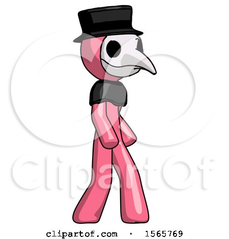 Pink Plague Doctor Man Walking Turned Right Front View by Leo Blanchette