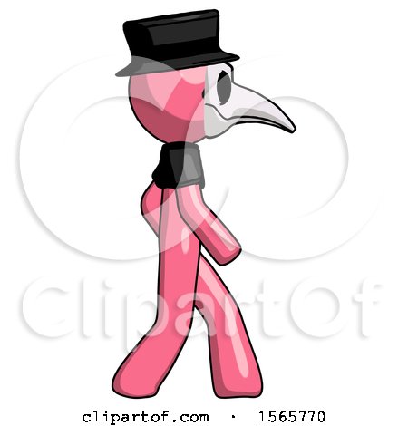 Pink Plague Doctor Man Walking Right Side View by Leo Blanchette