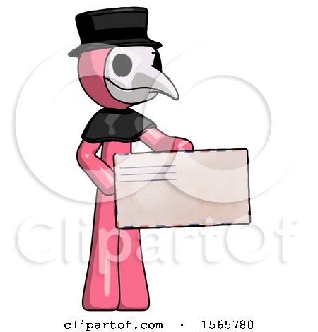 Pink Plague Doctor Man Presenting Large Envelope by Leo Blanchette
