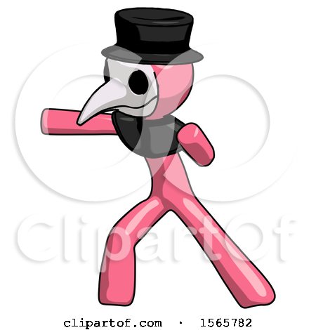Pink Plague Doctor Man Martial Arts Punch Left by Leo Blanchette