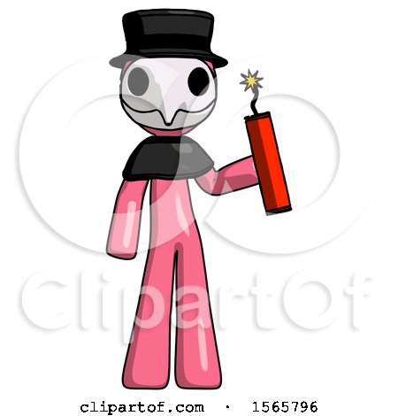 Pink Plague Doctor Man Holding Dynamite with Fuse Lit by Leo Blanchette
