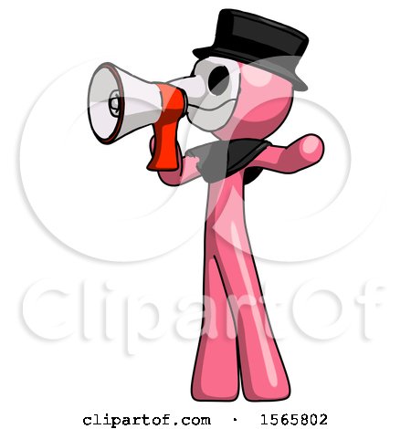 Pink Plague Doctor Man Shouting into Megaphone Bullhorn Facing Left by Leo Blanchette