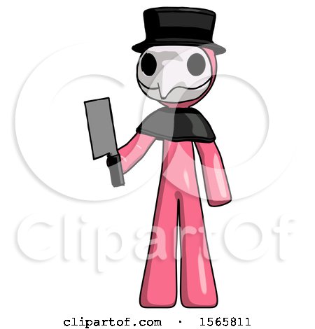 Pink Plague Doctor Man Holding Meat Cleaver by Leo Blanchette