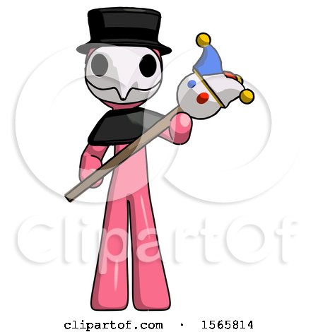 Pink Plague Doctor Man Holding Jester Diagonally by Leo Blanchette
