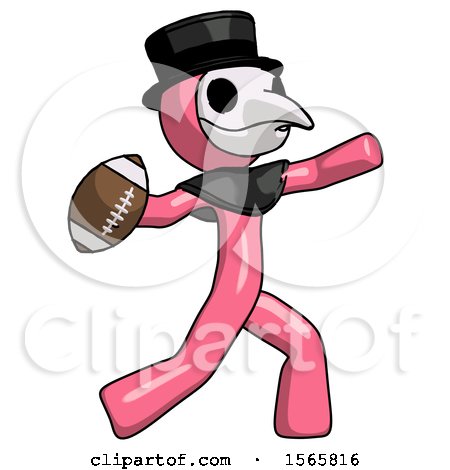 Pink Plague Doctor Man Throwing Football by Leo Blanchette