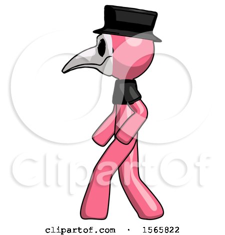 Pink Plague Doctor Man Walking Left Side View by Leo Blanchette