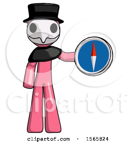 Pink Plague Doctor Man Holding a Large Compass by Leo Blanchette