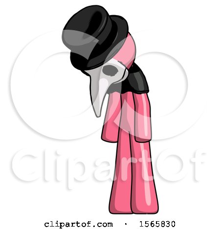 Pink Plague Doctor Man Depressed with Head down Turned Left by Leo Blanchette