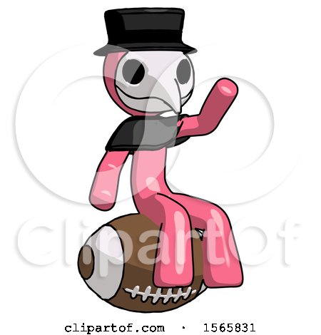 Pink Plague Doctor Man Sitting on Giant Football by Leo Blanchette