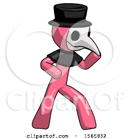 Pink Plague Doctor Man Martial Arts Defense Pose Right by Leo Blanchette
