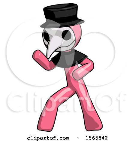 Pink Plague Doctor Man Martial Arts Defense Pose Left by Leo Blanchette