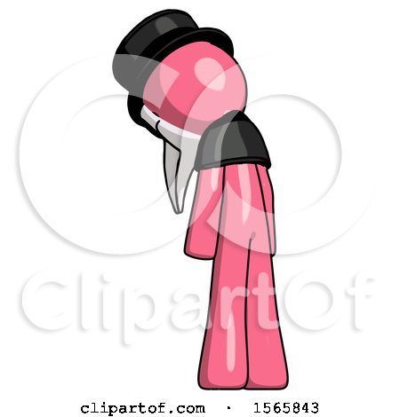Pink Plague Doctor Man Depressed with Head Down, Back to Viewer, Left by Leo Blanchette
