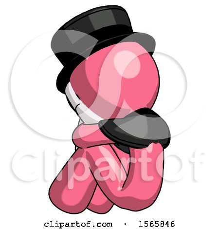 Pink Plague Doctor Man Sitting with Head down Back View Facing Left by Leo Blanchette