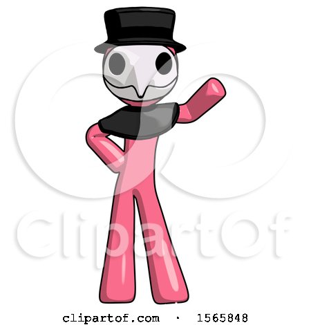 Pink Plague Doctor Man Waving Left Arm with Hand on Hip by Leo Blanchette