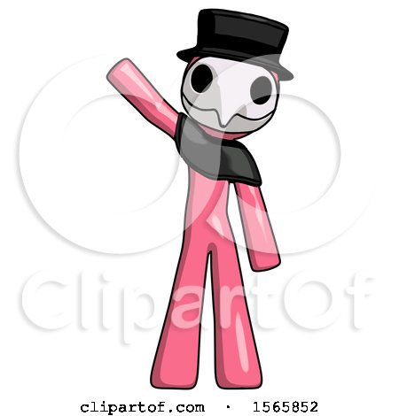 Pink Plague Doctor Man Waving Emphatically with Right Arm by Leo Blanchette