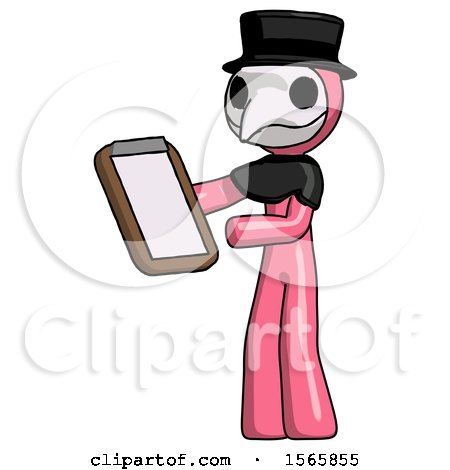 Pink Plague Doctor Man Reviewing Stuff on Clipboard by Leo Blanchette