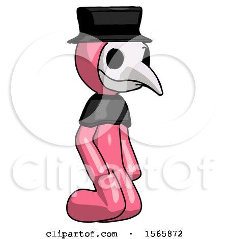Pink Plague Doctor Man Kneeling Angle View Right by Leo Blanchette